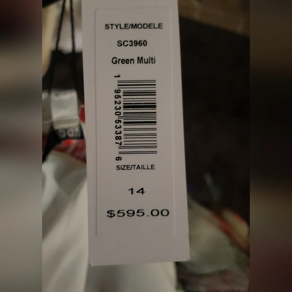 BADGLEY MISCHKA Green Multi Fringe Sequin Floral One Shoulder Dress - Picture 11 of 17